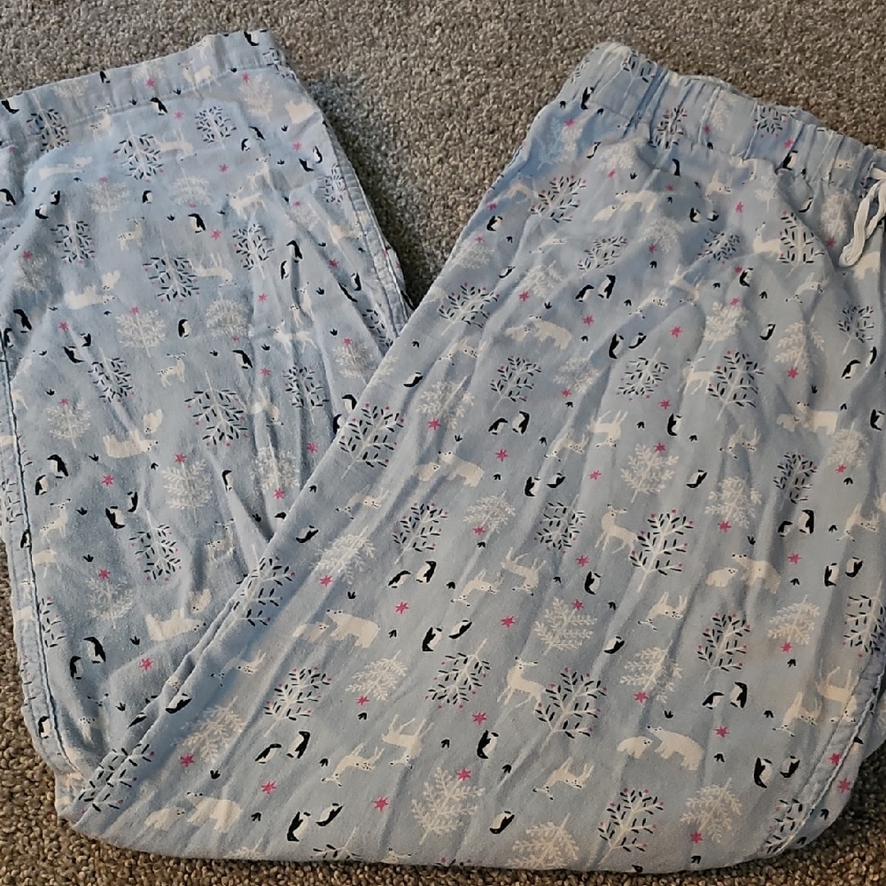 🟠B7🔹️J. Crew Light Blue Pajama Pants with Animal Print